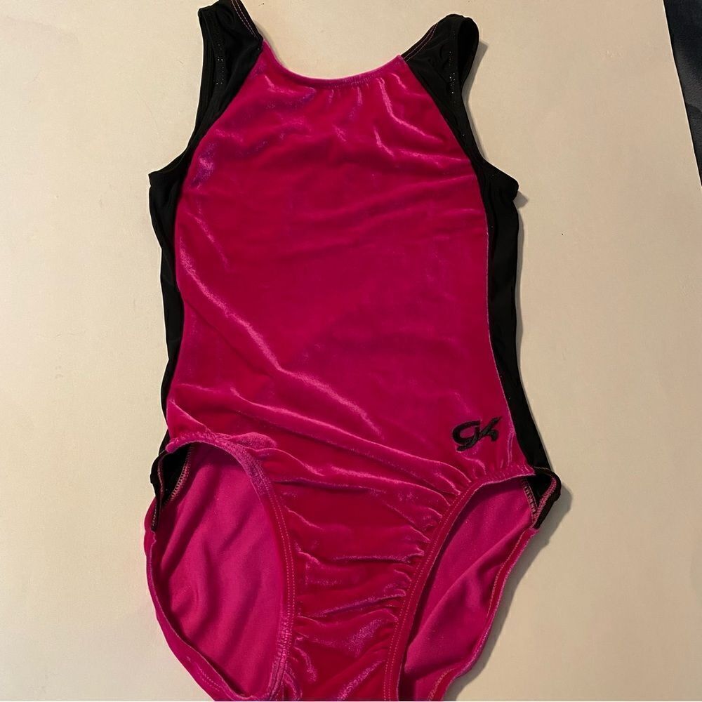 GK Elite Sportswear Hot pink velvet velour gymnastics leotard child adult SA